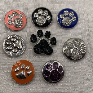 SALE - PAW PRINT BUNDLE - SET of 8 - Snap Button Charms - 18mm/20mm